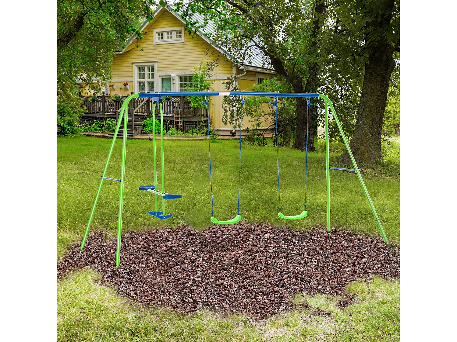 Columpio de jardín verde 280x140x178 cm Outsunny