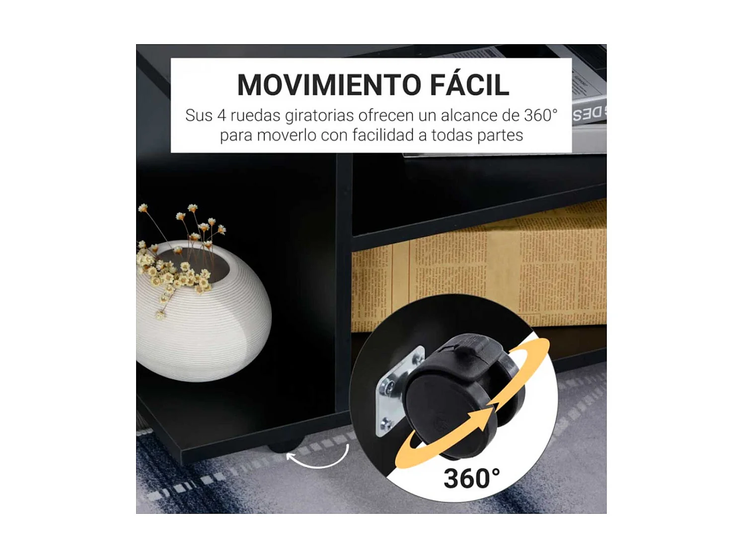 Mesa para tv negro 80x40x40 cm HOMCOM