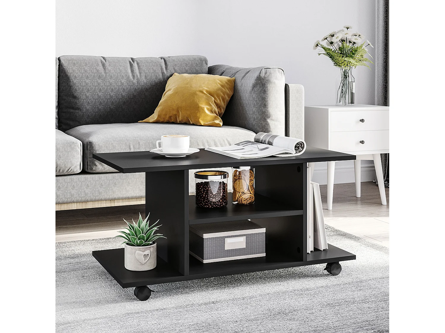 Mesa para tv negro 80x40x40 cm HOMCOM