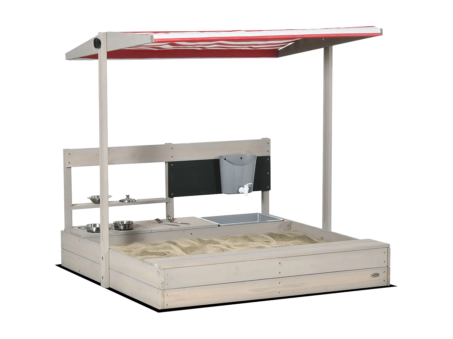 Arenero infantil gris 114x110x110 cm Outsunny