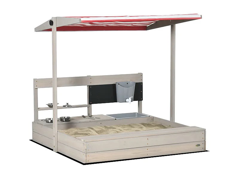 Arenero infantil gris 114x110x110 cm Outsunny