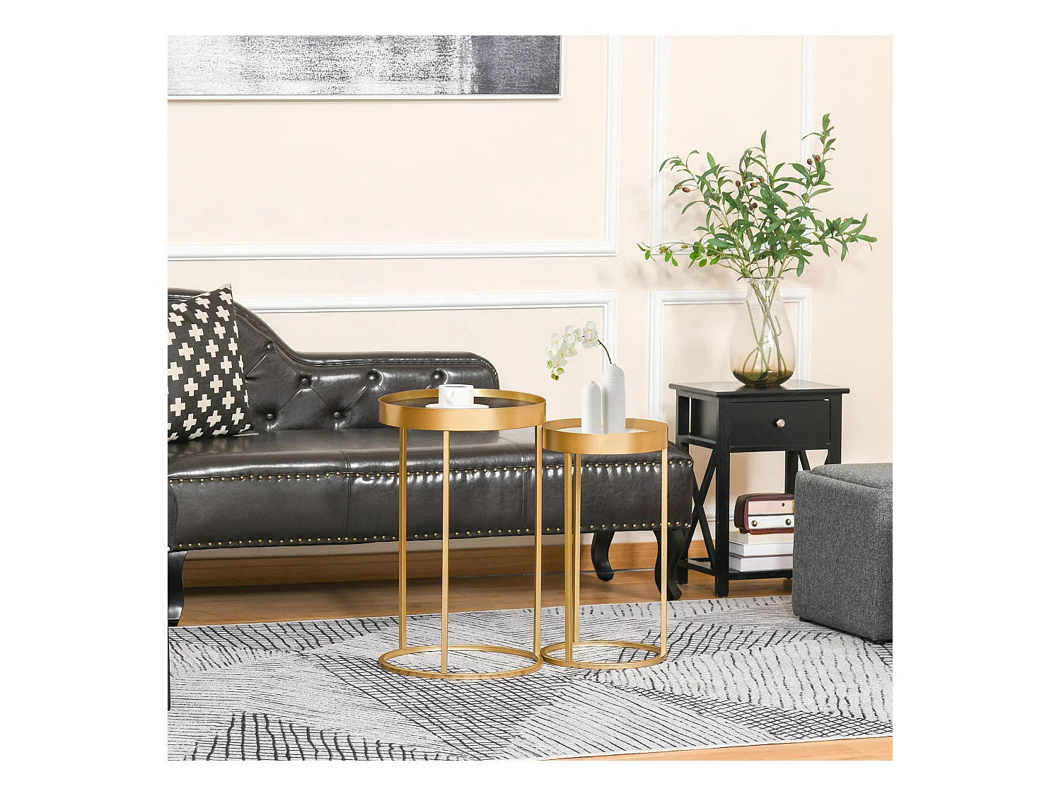 Juego de 2 mesas de café dorado 39x39x63 cm HOMCOM