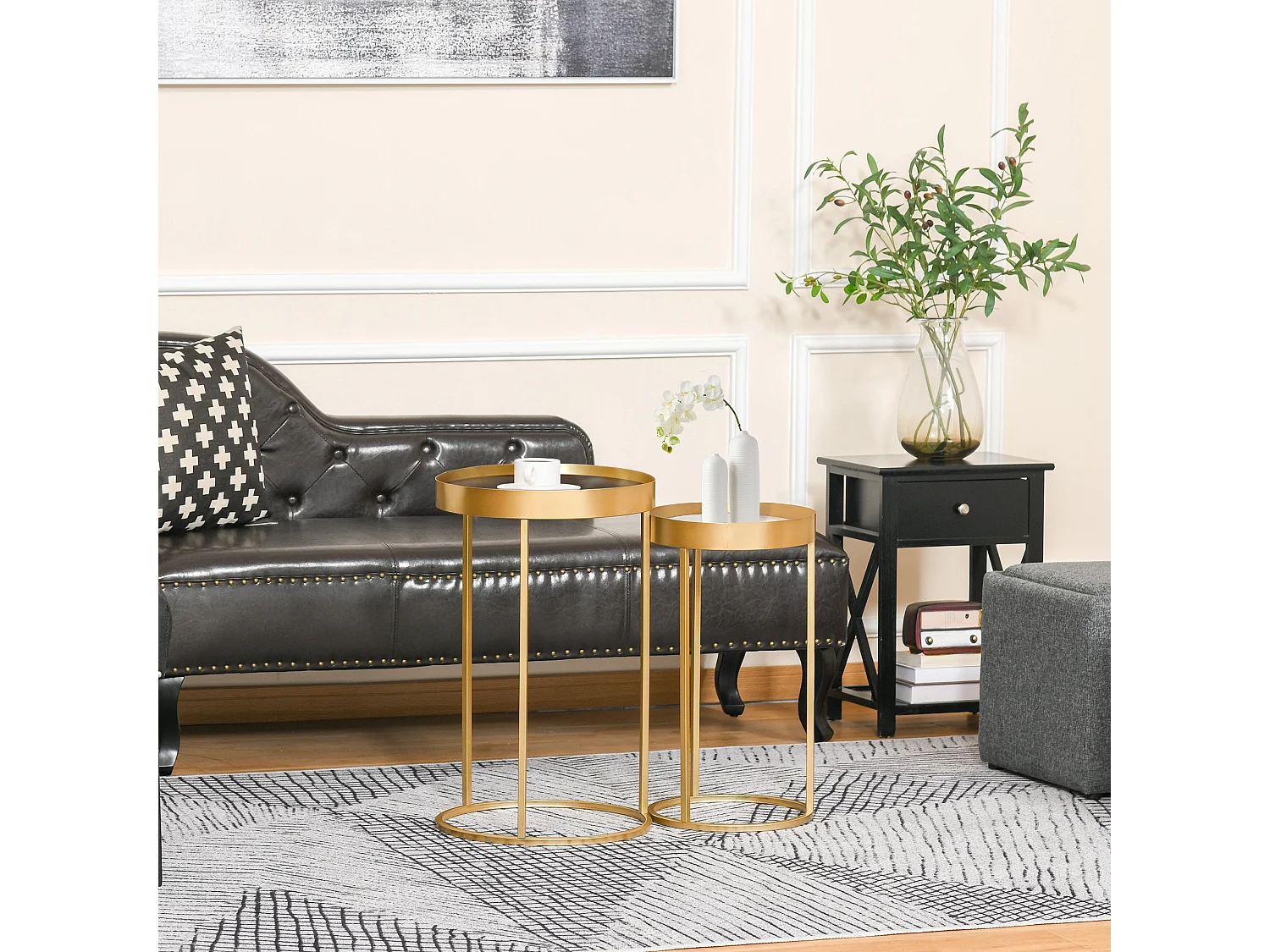 Juego de 2 mesas de café dorado 39x39x63 cm HOMCOM