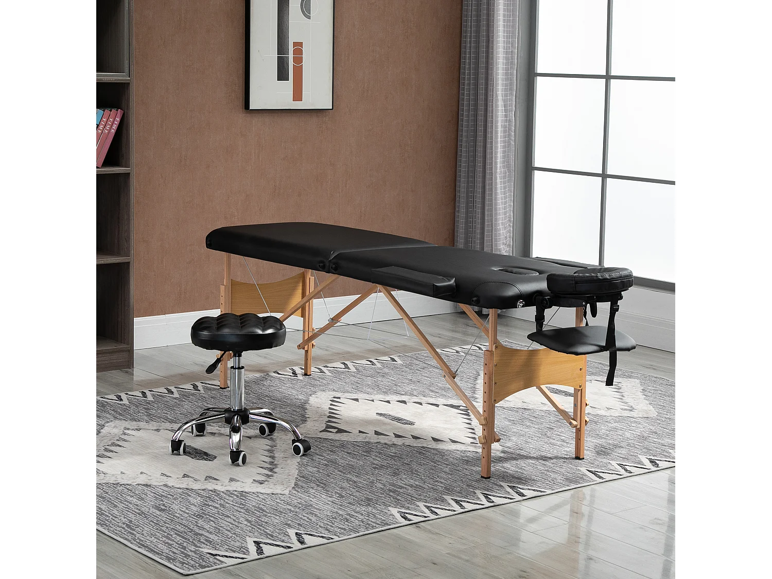 Camilla de masaje plegable negro 185x60x88 cm HOMCOM