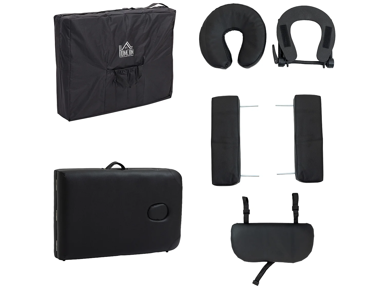 Camilla de masaje plegable negro 185x60x88 cm HOMCOM