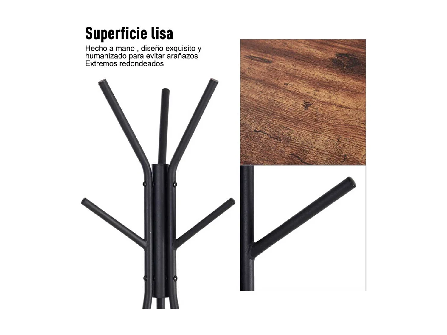 Perchero de pie metálico negro 46x52x182 cm HOMCOM