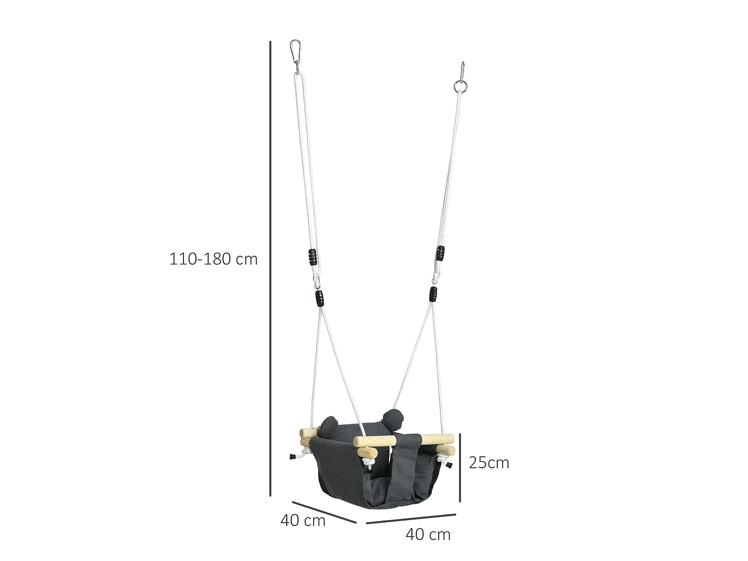 Columpio para bebé gris oscuro 40x40x180 cm AIYAPLAY