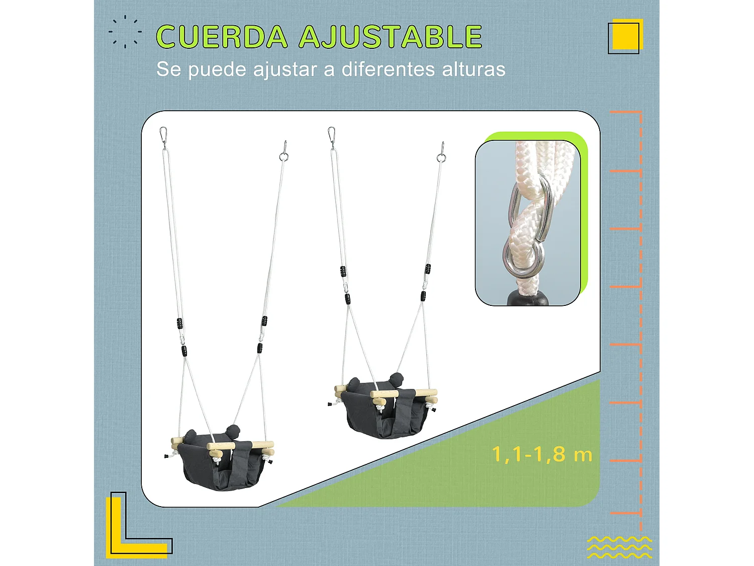 Columpio para bebé gris oscuro 40x40x180 cm AIYAPLAY