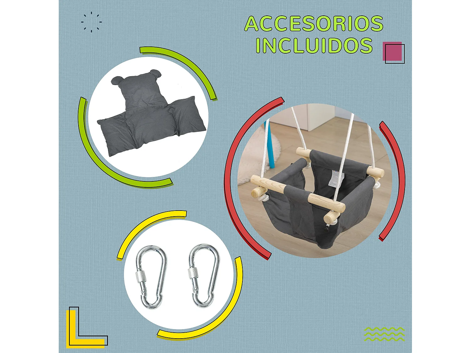 Columpio para bebé gris oscuro 40x40x180 cm AIYAPLAY