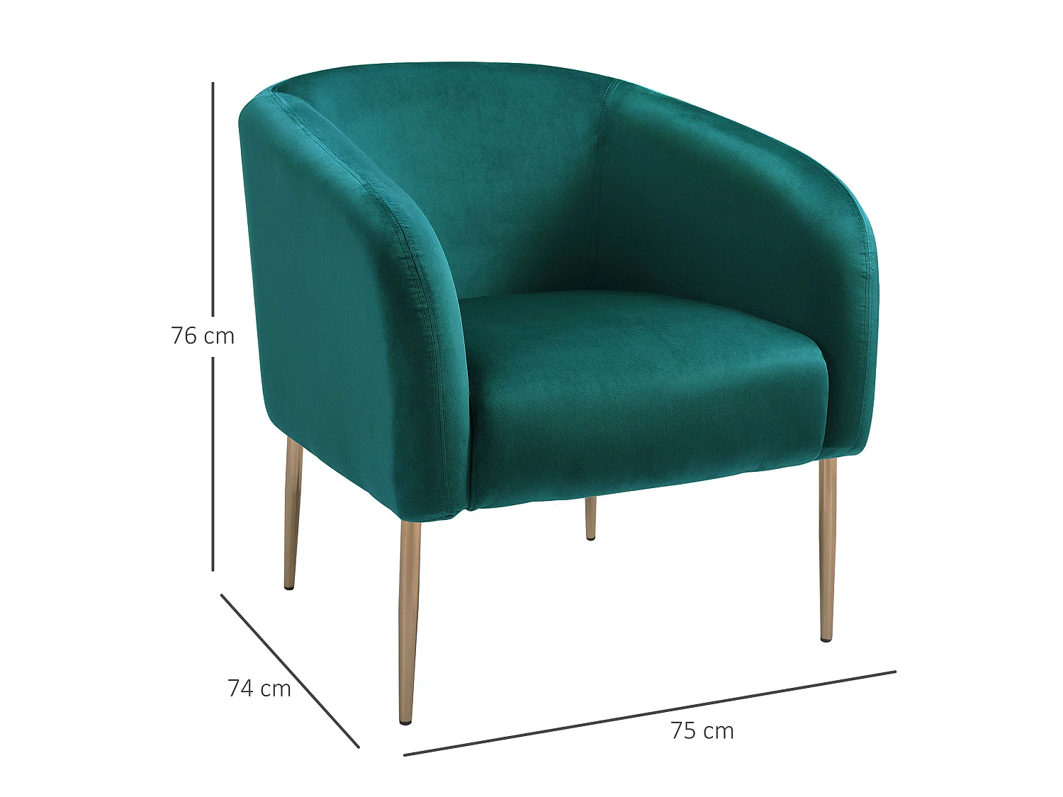 Sillón individual verde 75x74x76 cm HOMCOM