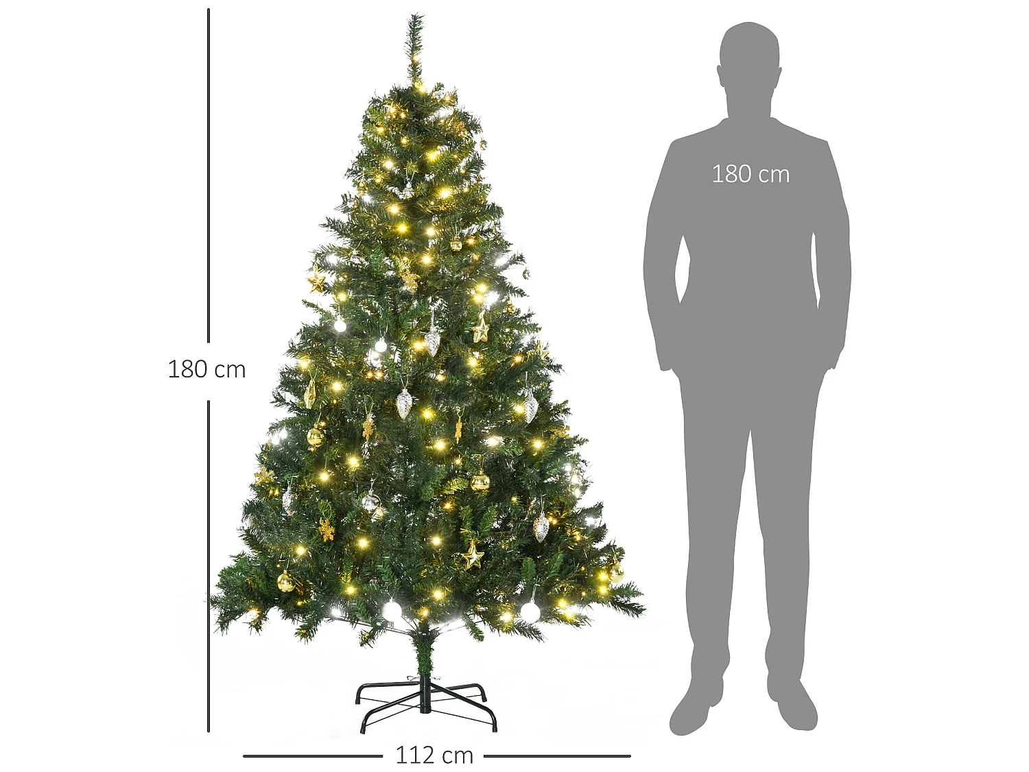 Árbol de navidad verde ø112x180 cm HOMCOM