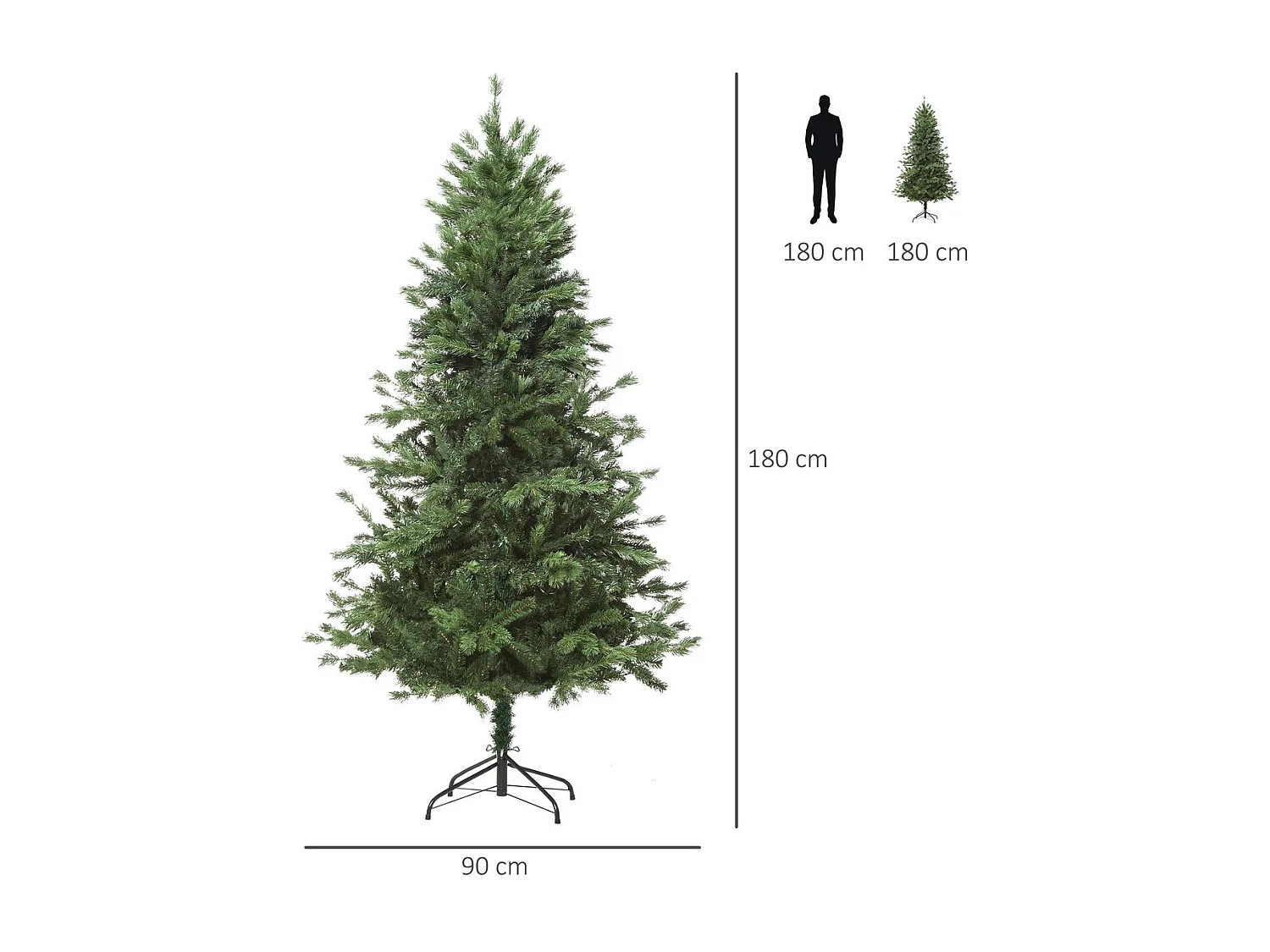 Árbol de navidad verde ø90x180 cm HOMCOM