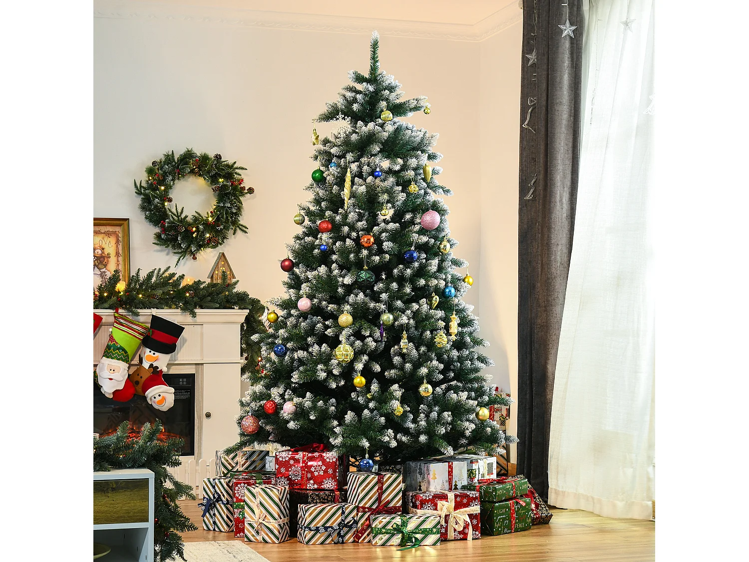 Árbol de navidad artificial verde 130x130x210 cm HOMCOM