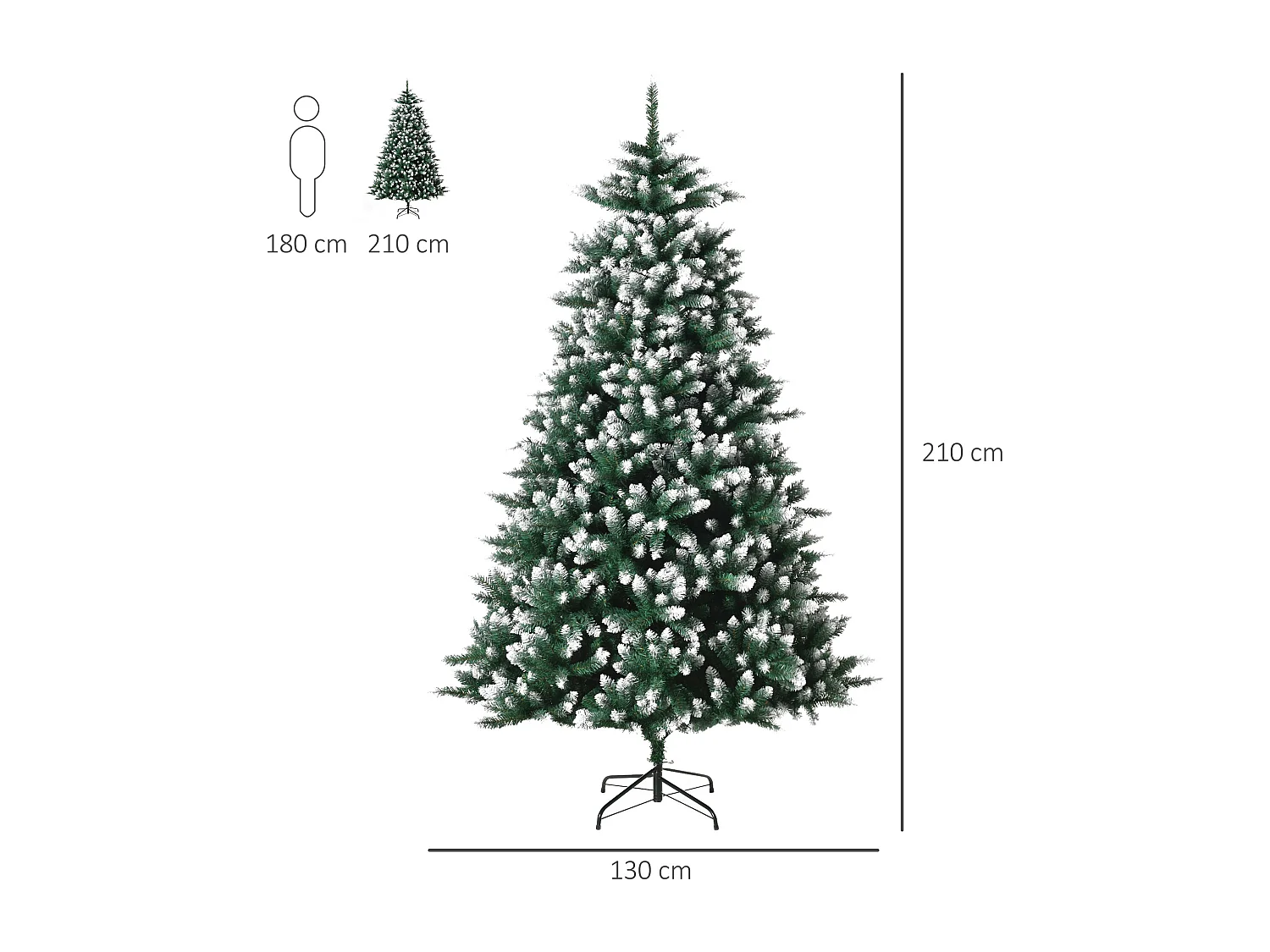 Árbol de navidad artificial verde 130x130x210 cm HOMCOM