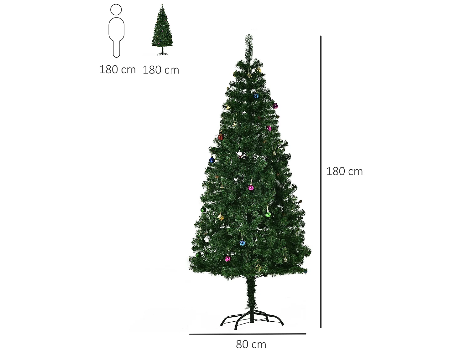 Árbol de navidad verde ø80x180 cm HOMCOM