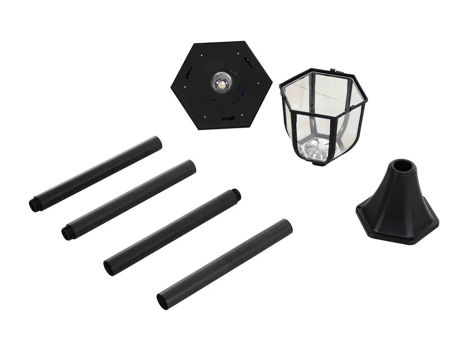 Farola solar exterior negro ø26.5x177 cm Outsunny