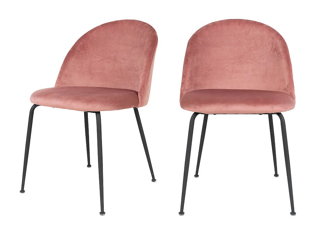 Chaise au Dos Matelassé en Velours Rose avec Piétement en Acier Noir GENEVE