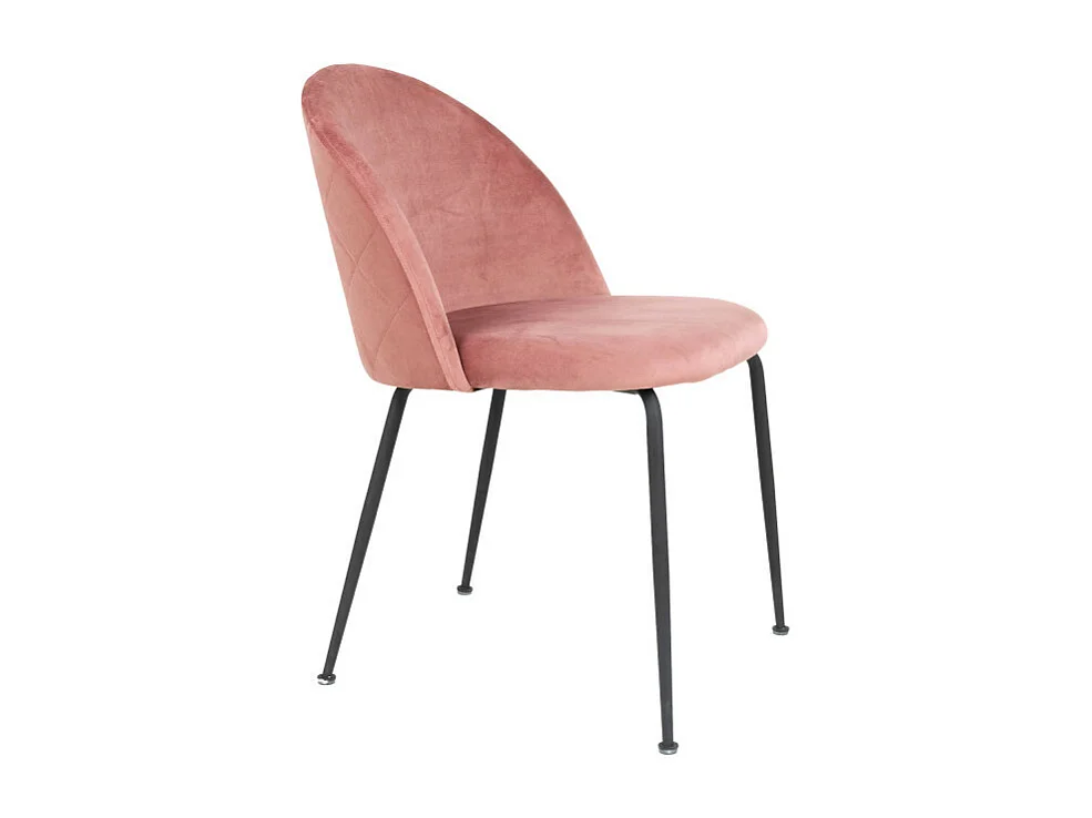 Chaise au Dos Matelassé en Velours Rose avec Piétement en Acier Noir GENEVE