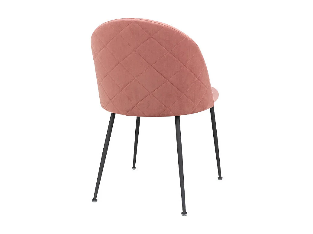 Chaise au Dos Matelassé en Velours Rose avec Piétement en Acier Noir GENEVE