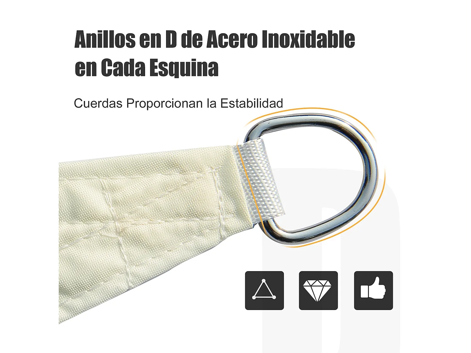 Toldo vela triangular crema 600x600x600 cm Outsunny