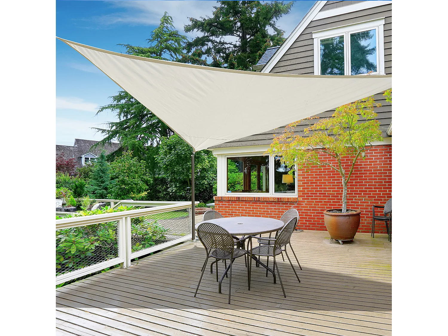 Toldo vela triangular crema 600x600x600 cm Outsunny