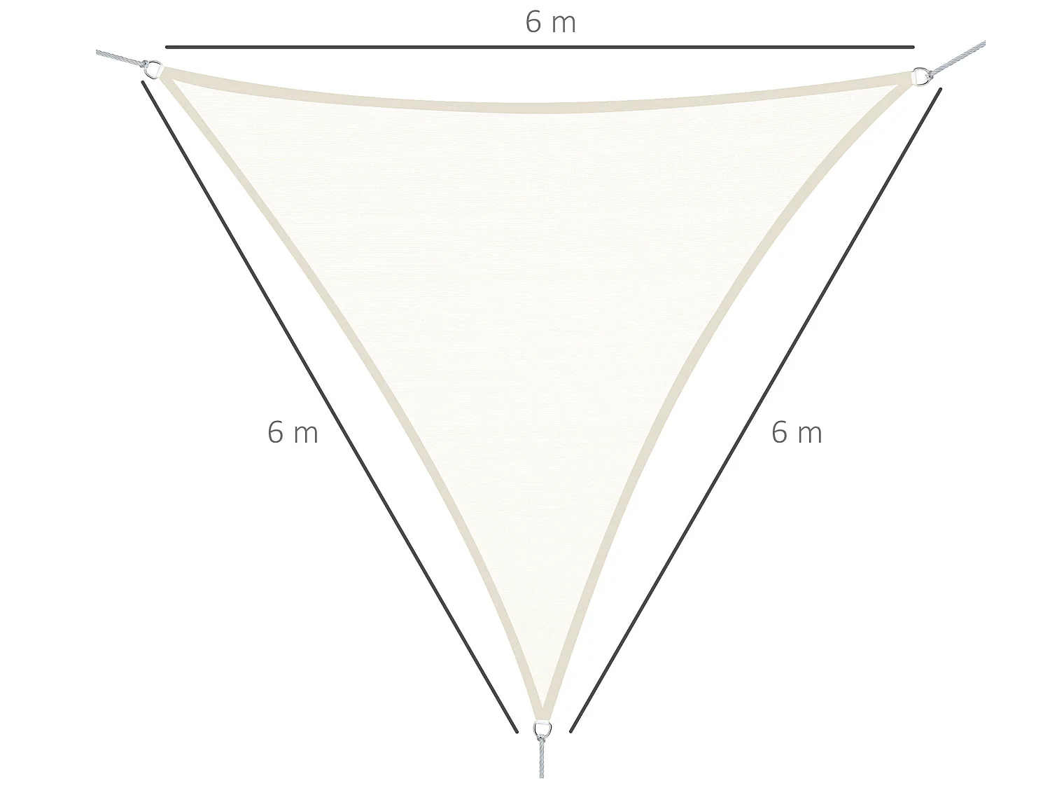 Toldo vela triangular crema 600x600x600 cm Outsunny