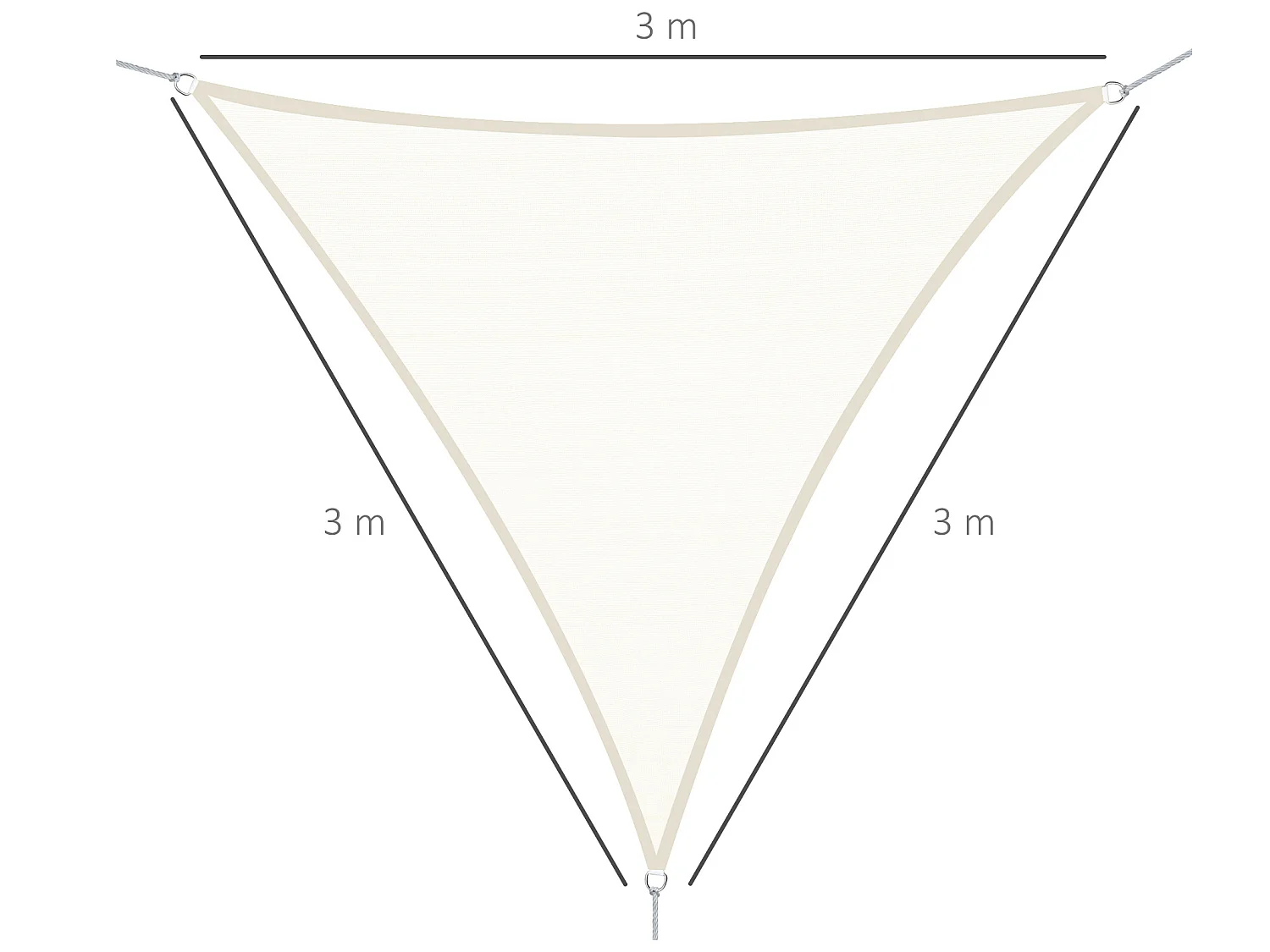 Toldo vela triangular crema 300x300x300 cm Outsunny