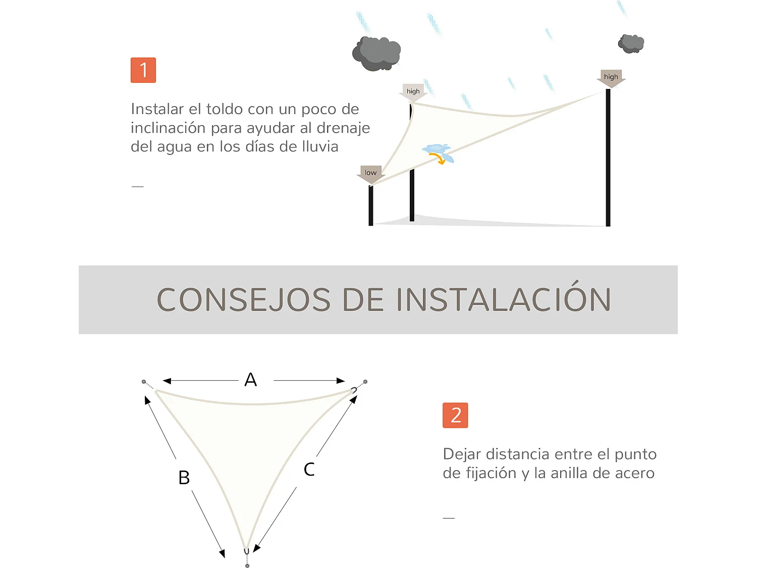 Toldo vela triangular crema 300x300x300 cm Outsunny