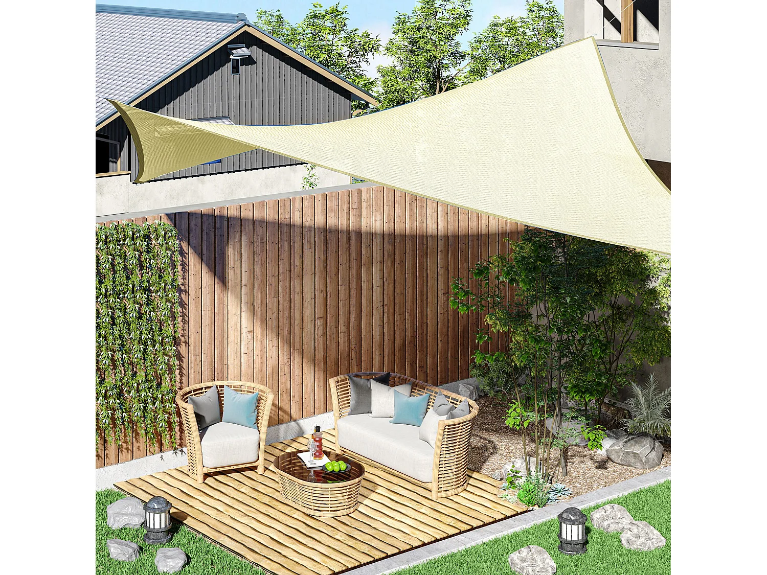 Toldo vela rectangular crema 300x400 cm Outsunny