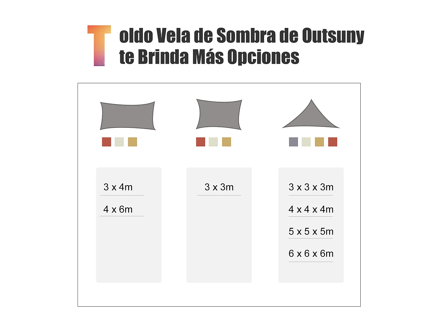 Toldo vela rectangular crema 300x400 cm Outsunny