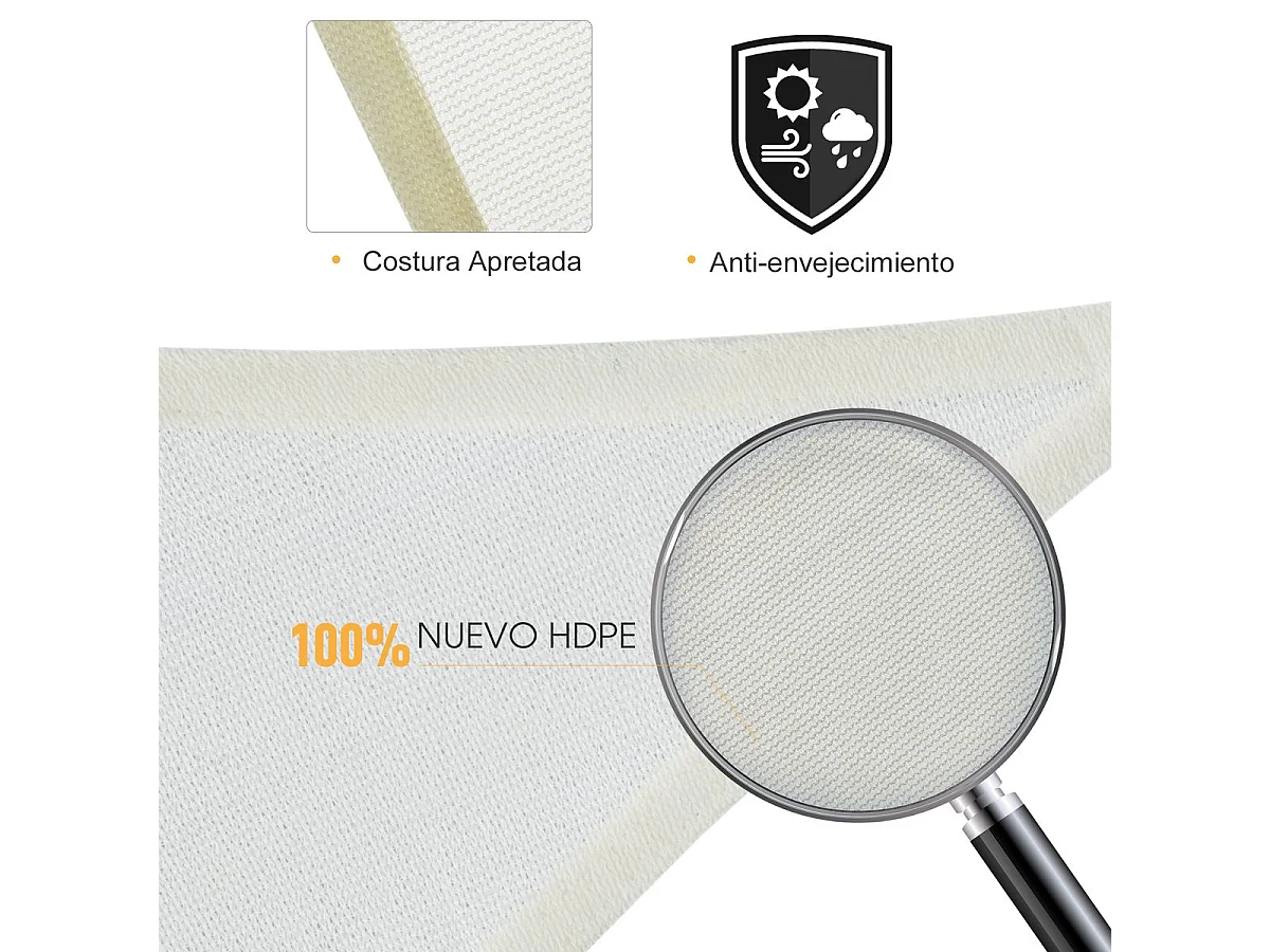 Toldo vela rectangular crema 300x400 cm Outsunny