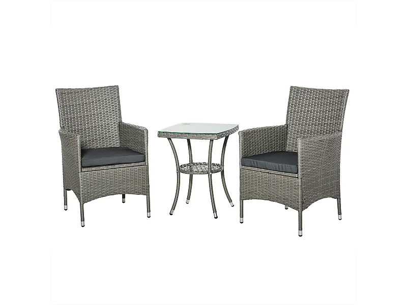 Conjunto de muebles ratán para jardín gris 60x58.5x89.5 cm Outsunny