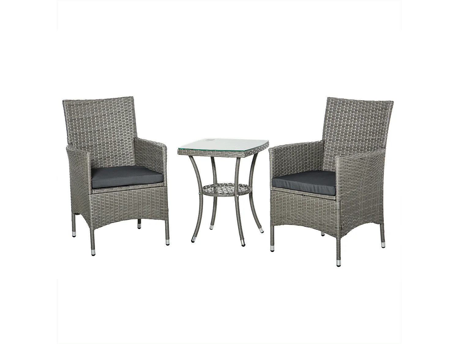 Conjunto de muebles ratán para jardín gris 60x58.5x89.5 cm Outsunny