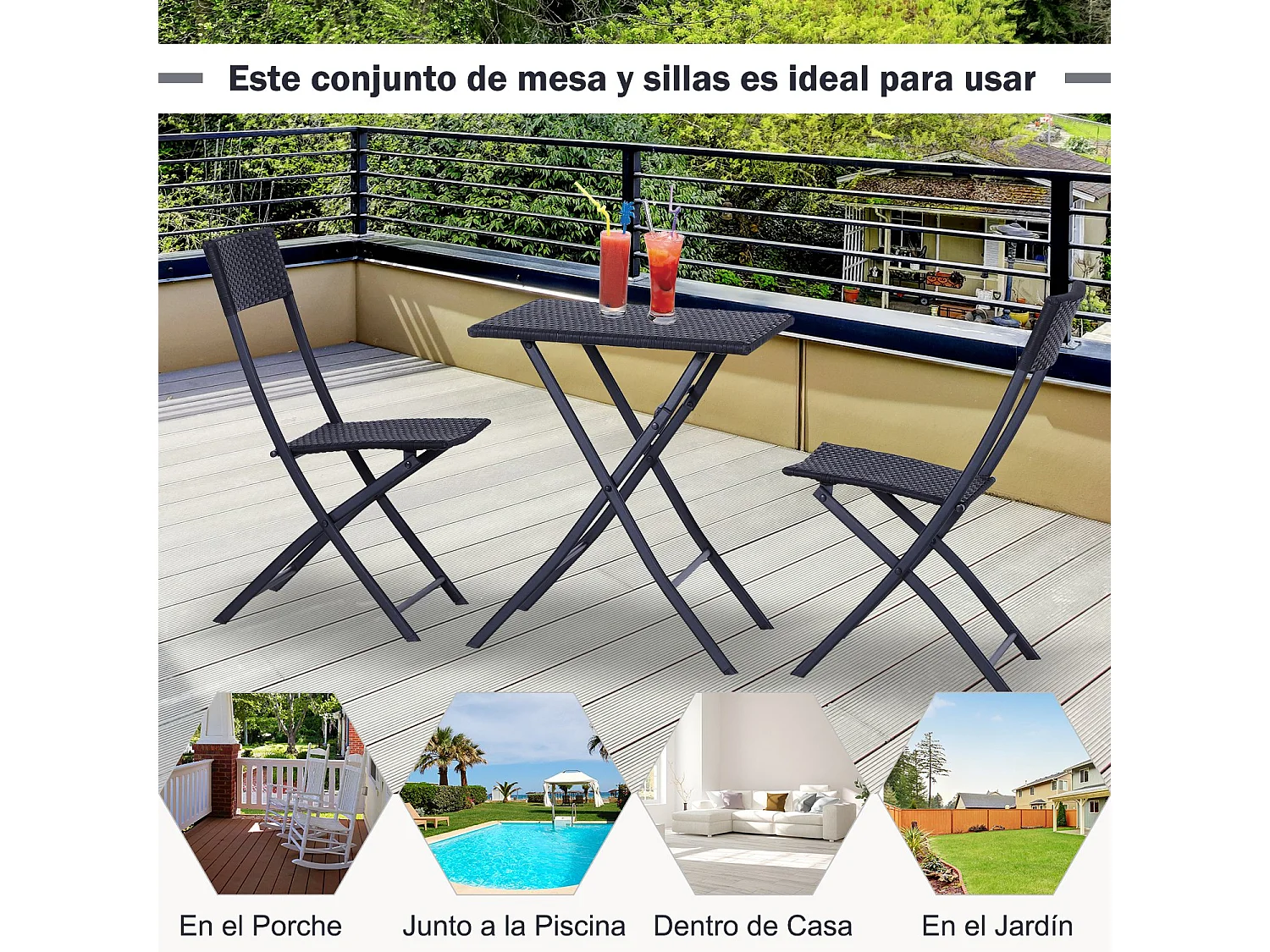 Conjunto de mueble negro 61x46x84 cm Outsunny