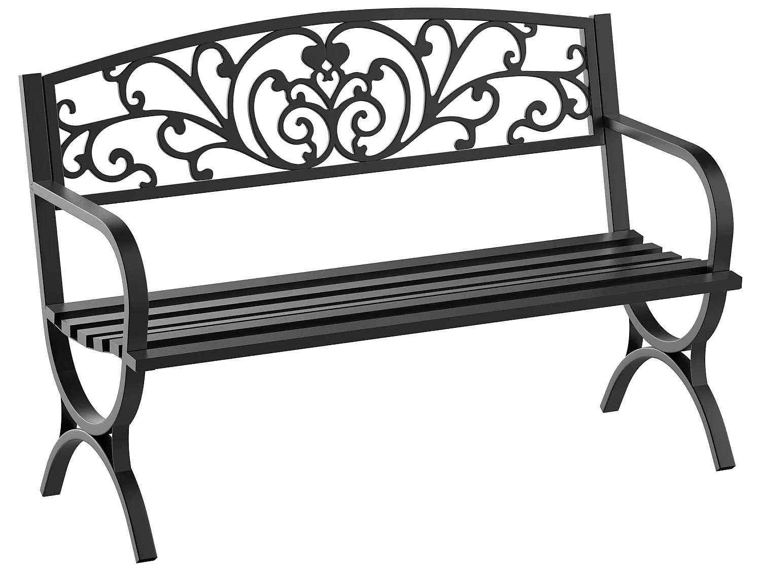 Banco de jardín negro 127x60x85 cm Outsunny