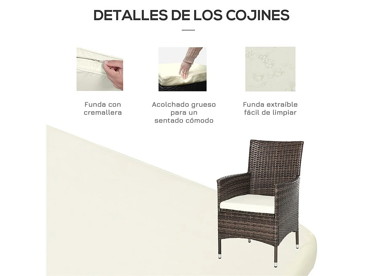 Conjunto de muebles de exterior de ratán marrón 60x58.5x89.5 cm Outsunny