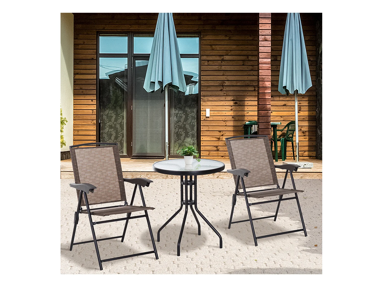 Conjunto mesa y 2 sillas marrón 82,5x54x90 cm Outsunny