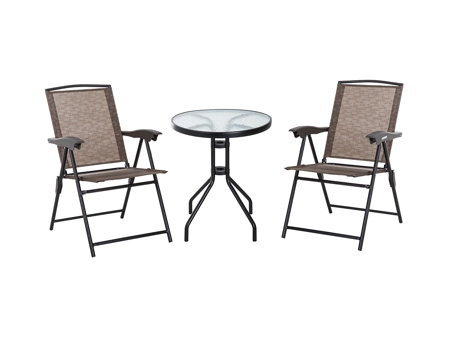 Conjunto mesa y 2 sillas marrón 82,5x54x90 cm Outsunny