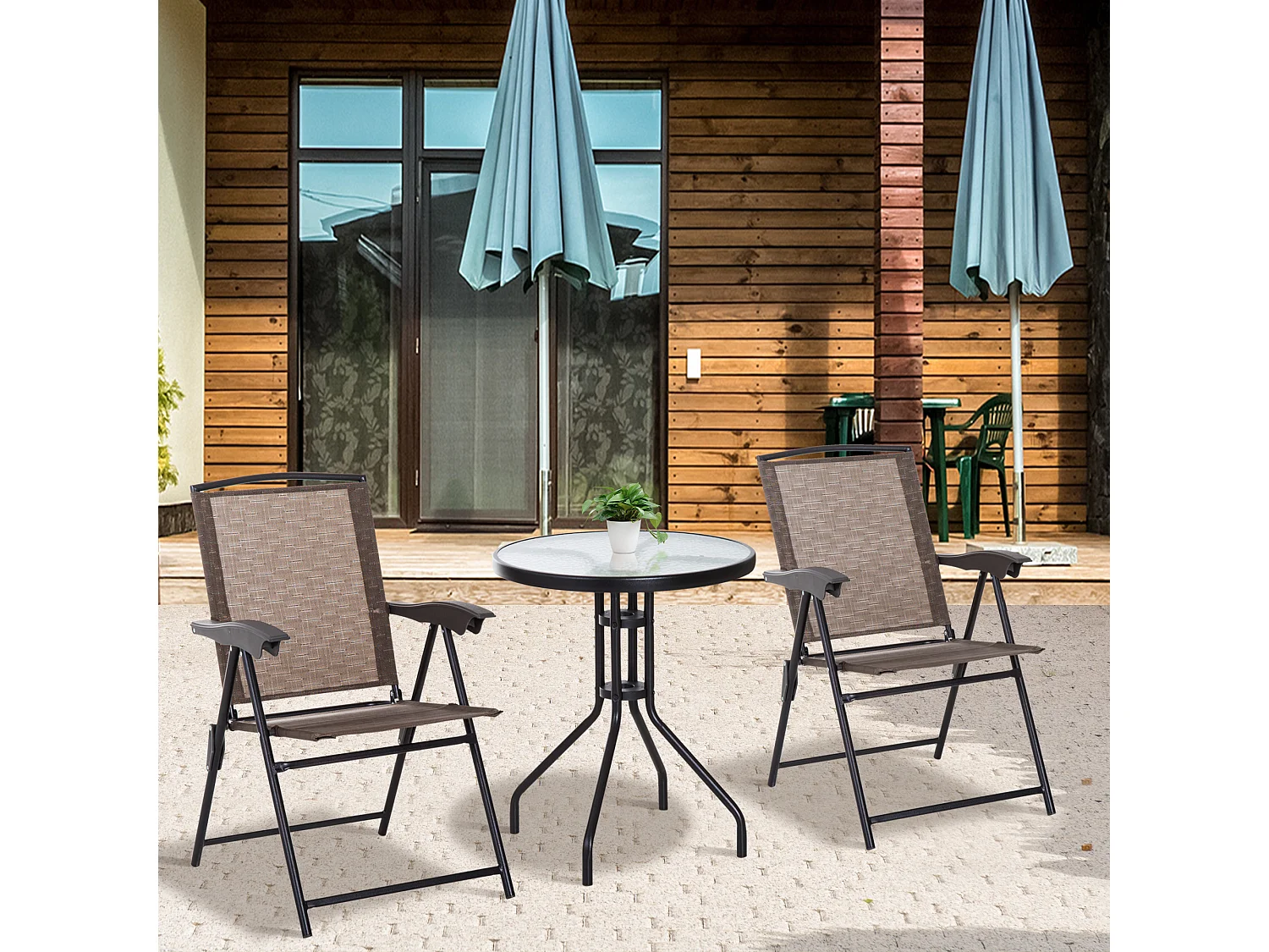 Conjunto mesa y 2 sillas marrón 82,5x54x90 cm Outsunny