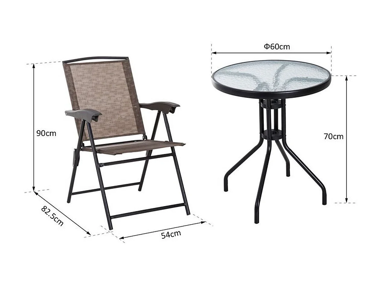 Conjunto mesa y 2 sillas marrón 82,5x54x90 cm Outsunny