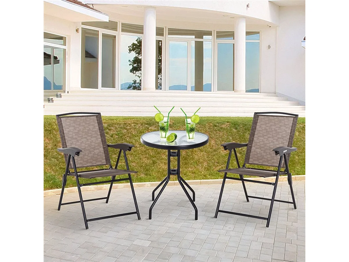 Conjunto mesa y 2 sillas marrón 82,5x54x90 cm Outsunny