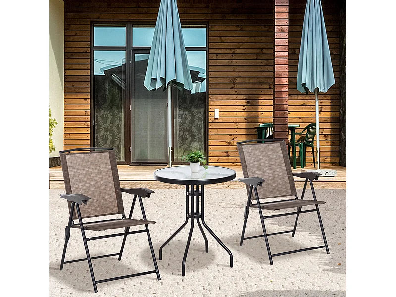 Conjunto mesa y 2 sillas marrón 82,5x54x90 cm Outsunny