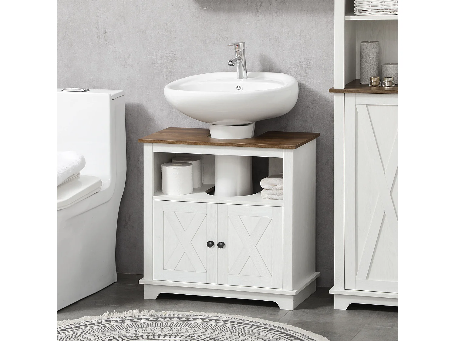 Armario de baño blanco 60x30x60 cm kleankin