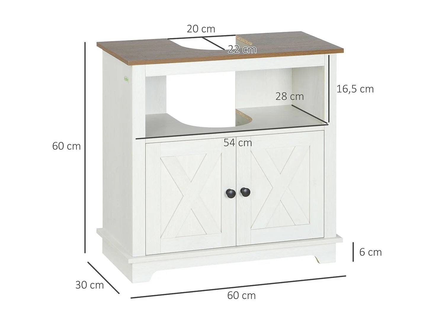 Armario de baño blanco 60x30x60 cm kleankin