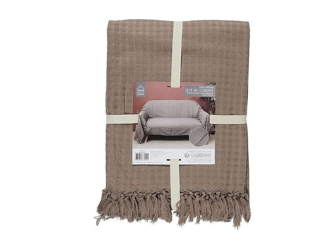 Jete De Canape Gaufre Taupe 170x250cm