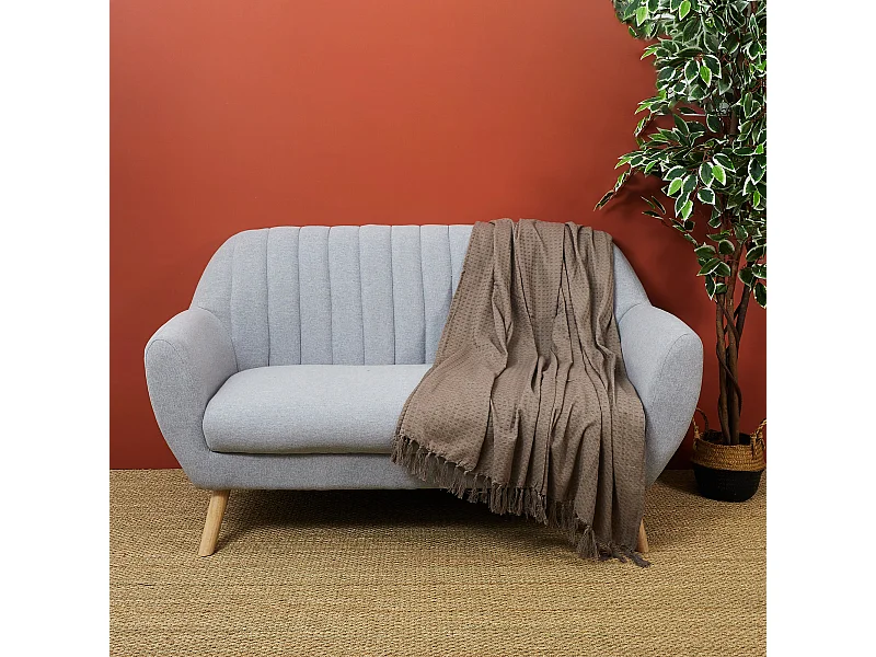 Jeté de Canapé "Gaufré" 130x160cm Taupe