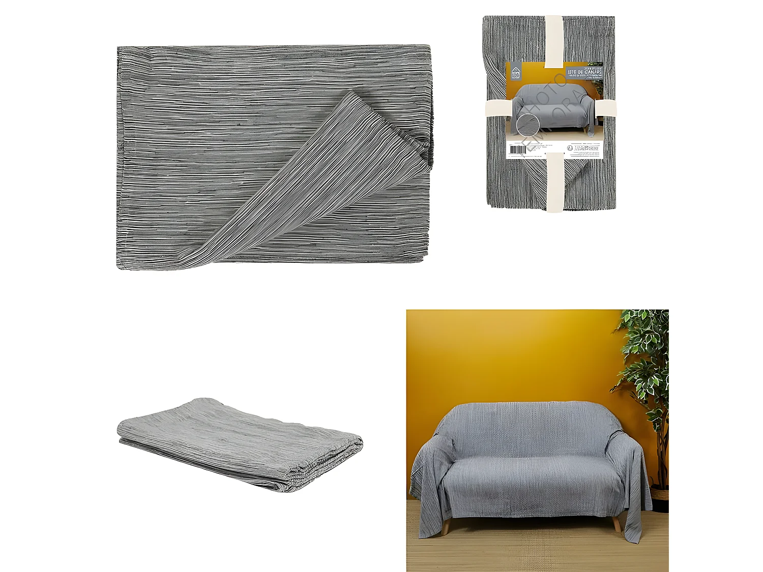 Jeté de Canapé "Blen" 170x250cm Gris Anthracite