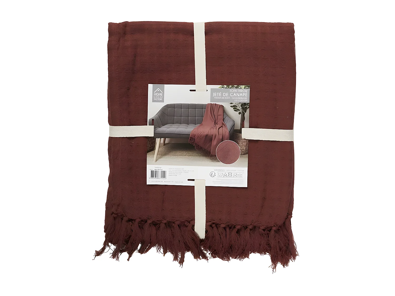 Jeté de Canapé "Gaufré" 130x160cm Terracotta