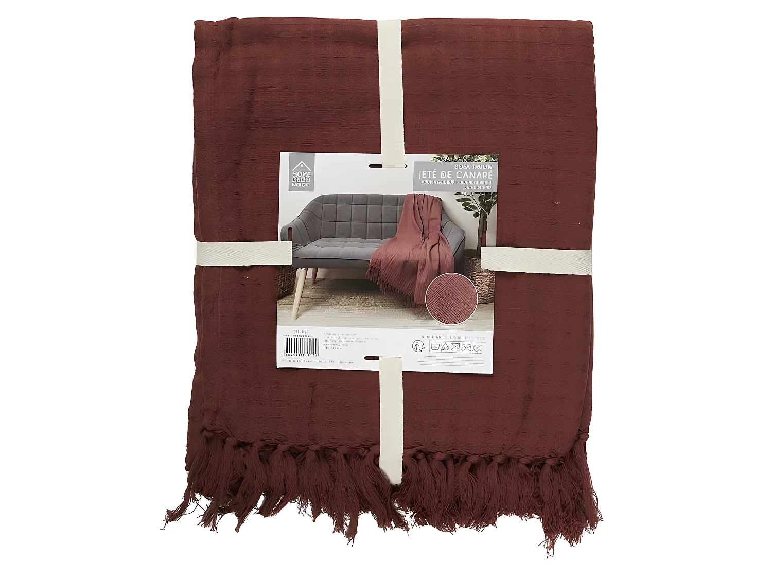 Jeté de Canapé "Gaufré" 130x160cm Terracotta