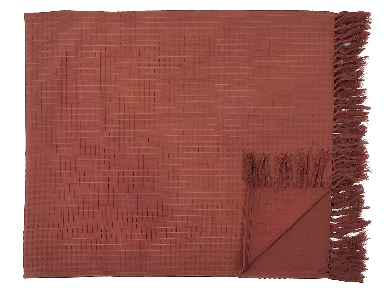 Jeté de Canapé "Gaufré" 130x160cm Terracotta